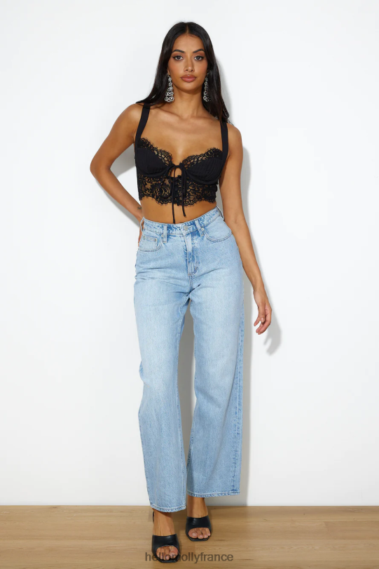 Hello Molly top court en dentelle moment noir vêtements 40222H8572