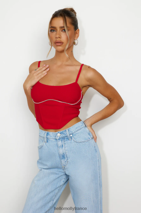 Hello Molly top court look glam rouge vêtements 40222H8728