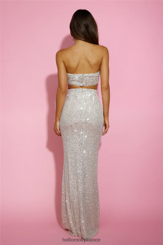 Hello Molly top court à sequins saupoudré de brillance beige vêtements 40222H8561