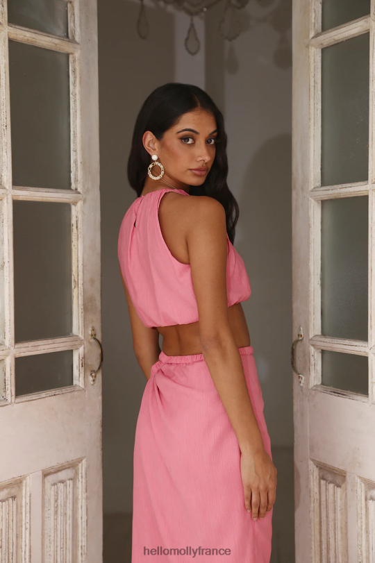 Hello Molly un peu de blush crop top rose vêtements 40222H8727