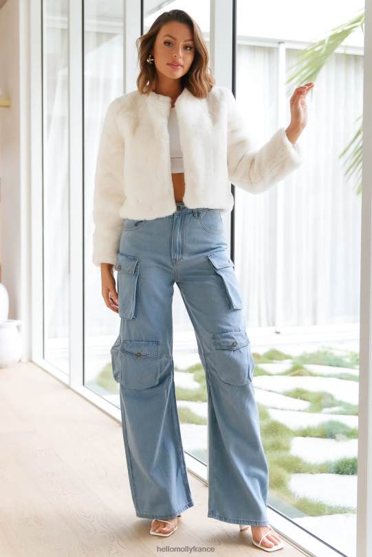 Hello Molly veste courte en fausse fourrure macaron deluxe crème vêtements 40222H8931