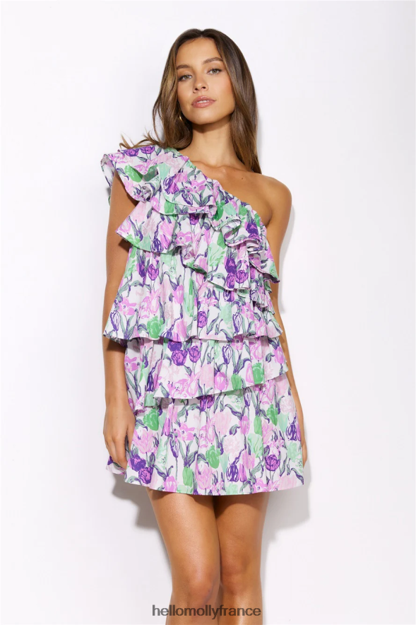 Hello Molly vêtements fleur floraison mini robe violet 40222H2083