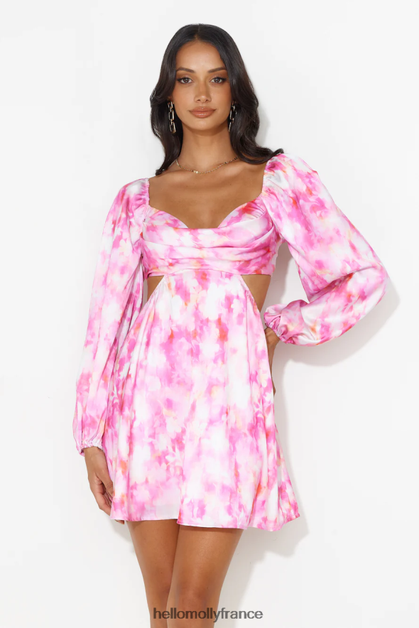 Hello Molly vêtements mettre en valeur l'amour mini robe rose 40222H2802