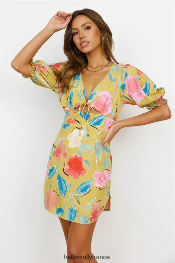 Hello Molly vêtements mini robe de soirée moutarde 40222H2930