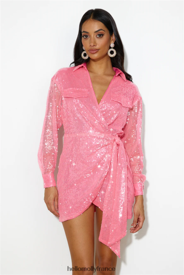 Hello Molly vêtements robe chemise de soirée rose 40222H1902