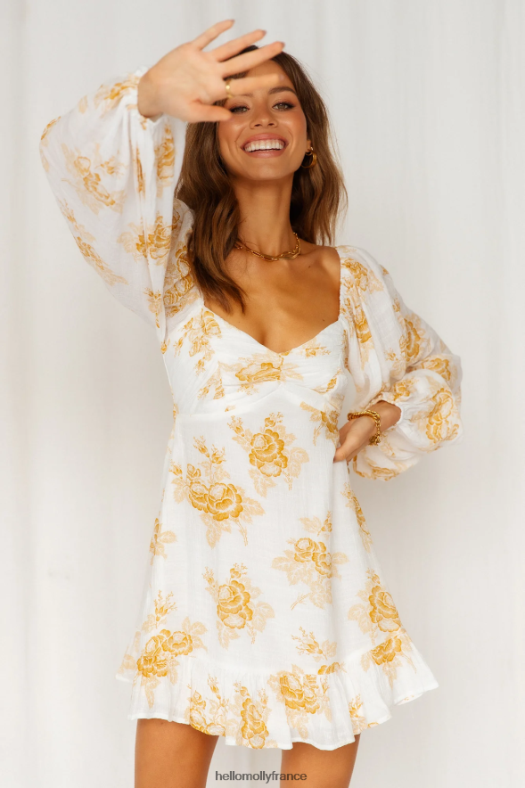 Hello Molly vêtements robe coupe fraîche jaune 40222H925