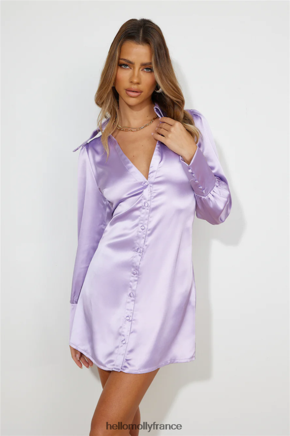 Hello Molly vêtements robe elle en satin lilas 40222H2925