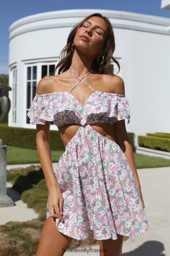 Hello Molly vêtements robe violette à fleurs 40222H2677