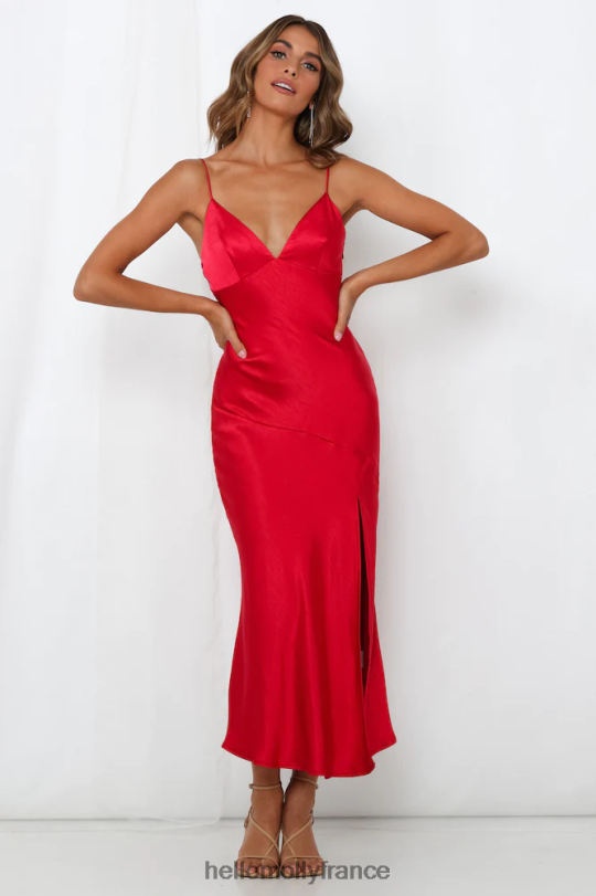 Hello Molly demander un ami robe midi vin vêtements 40222H6941