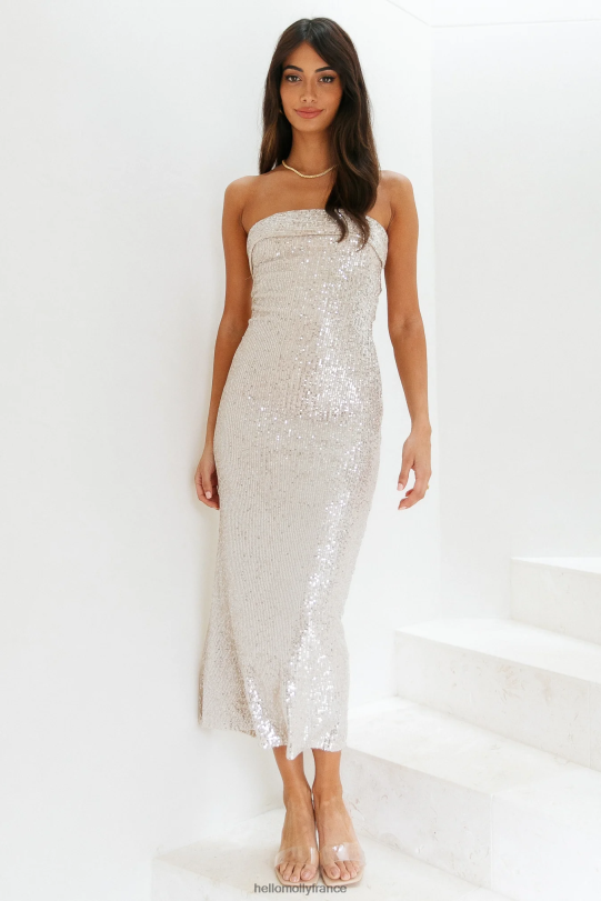 Hello Molly me détendre sur ma propre robe longue beige à sequins vêtements 40222H6672