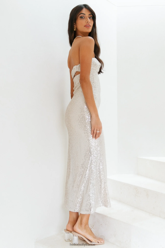 Hello Molly me détendre sur ma propre robe longue beige à sequins vêtements 40222H6672