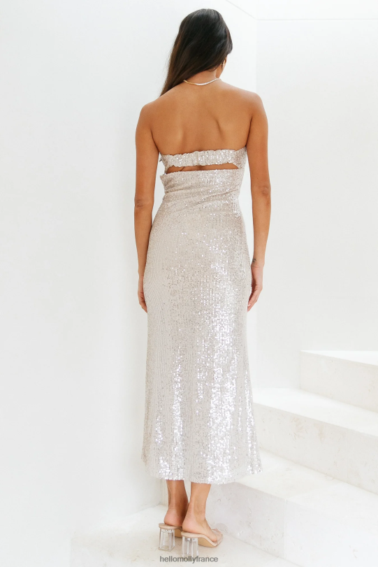 Hello Molly me détendre sur ma propre robe longue beige à sequins vêtements 40222H6672