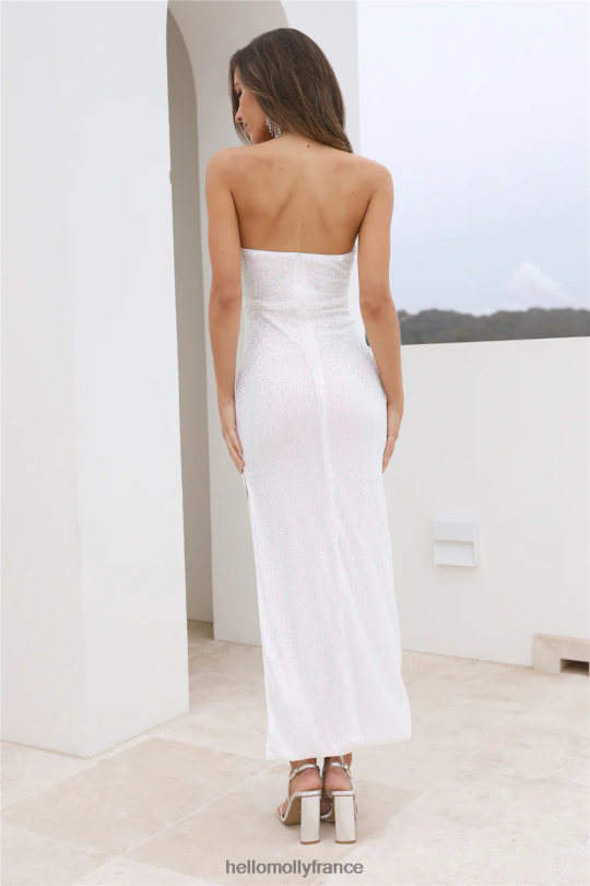 Hello Molly robe longue de danse disco paillettes blanches vêtements 40222H6463