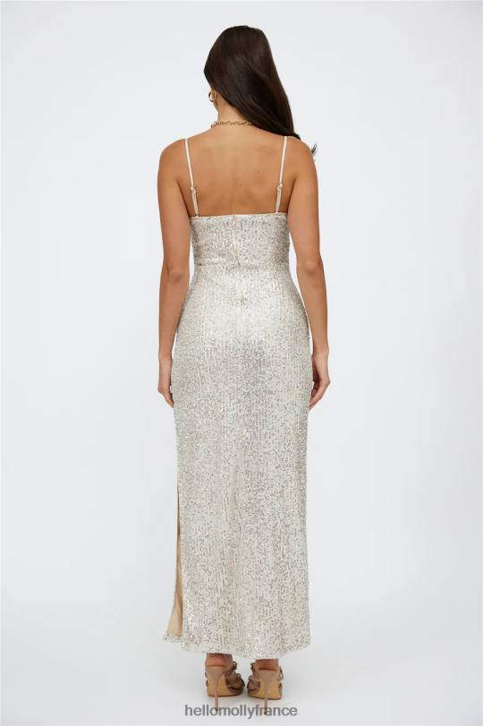 Hello Molly robe longue de danse disco sequin beige vêtements 40222H6456