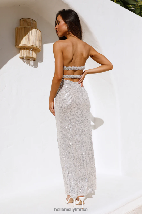 Hello Molly robe longue mots les plus fins beige à sequins vêtements 40222H6446