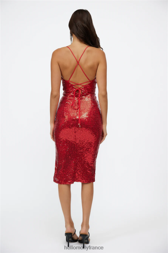 Hello Molly robe mi-longue my feel rouge à sequins vêtements 40222H5354