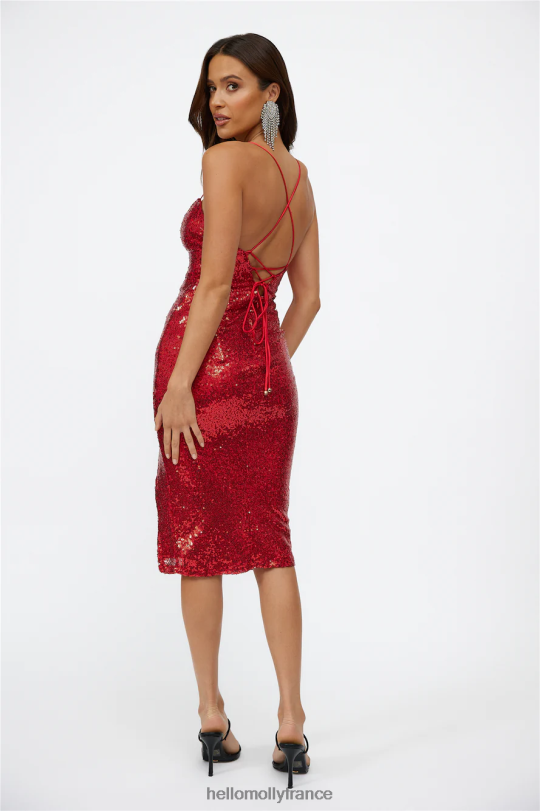 Hello Molly robe mi-longue my feel rouge à sequins vêtements 40222H5354