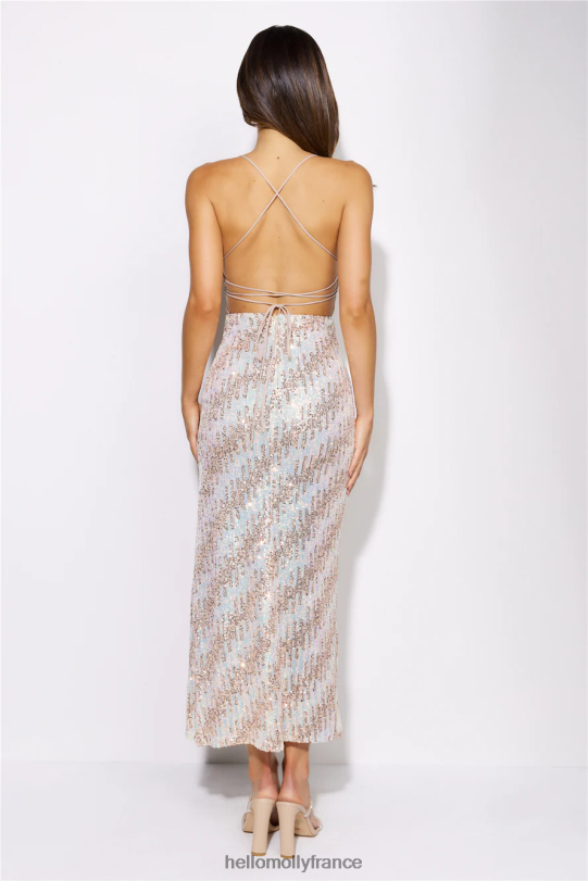 Hello Molly robe midi à sequins et yeux scintillants champagne vêtements 40222H5162
