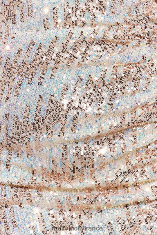 Hello Molly robe midi à sequins et yeux scintillants champagne vêtements 40222H5162