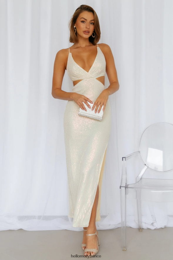 Hello Molly vêtements créer le sort robe midi crème sequin 40222H3771