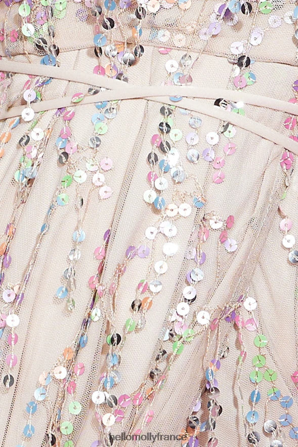 Hello Molly vêtements robe longue à sequins blooming season beige 40222H4417