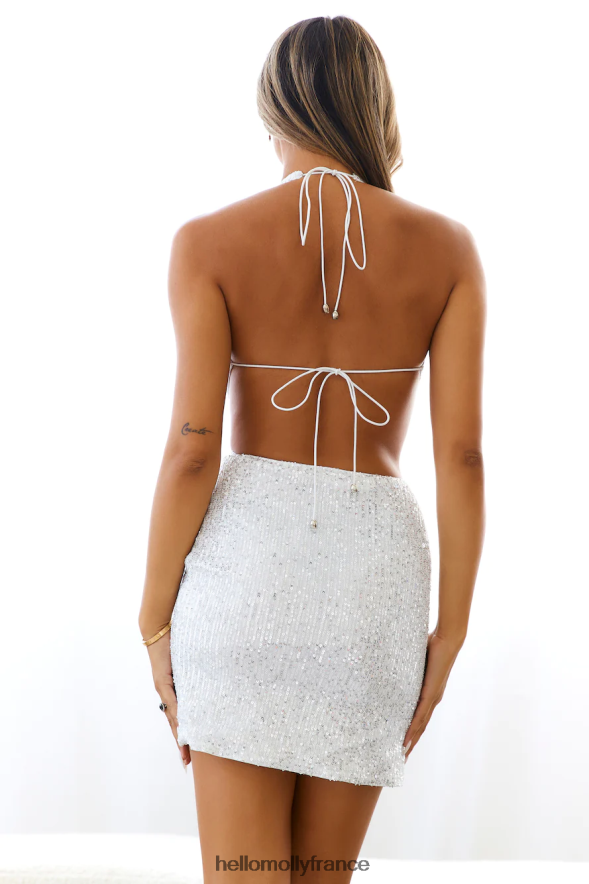 Hello Molly vêtements robe à sequins au charme impertinent argenté 40222H1138