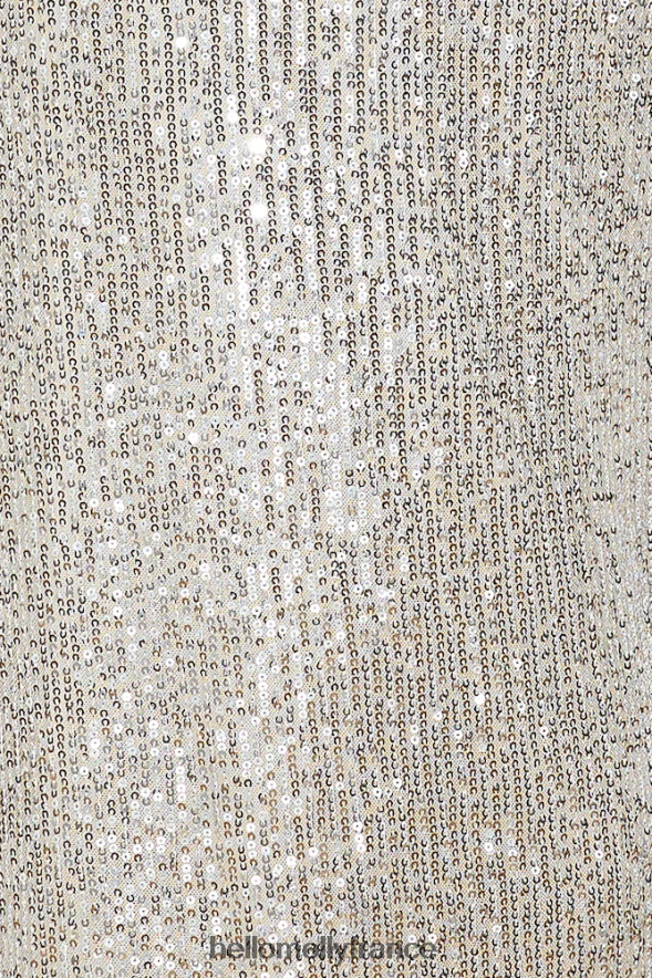 Hello Molly vêtements tous les regards sont rivés sur sa robe midi à sequins argentée 40222H4429