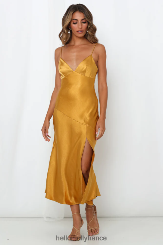 Hello Molly demander un ami robe midi moutarde vêtements 40222H7261