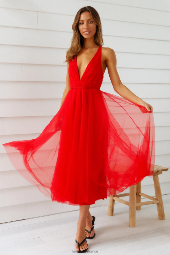 Hello Molly robe midi d'été cendrillon rouge vêtements 40222H7299