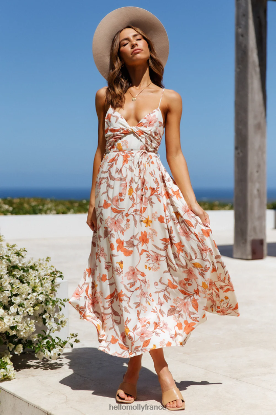 Hello Molly robe midi dame comme toi beige vêtements 40222H7425