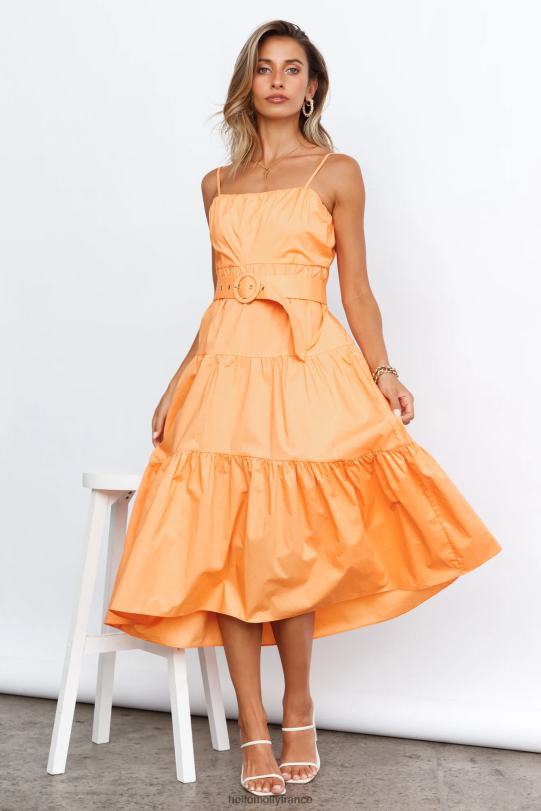 Hello Molly robe midi tropicana cool orange vêtements 40222H7684