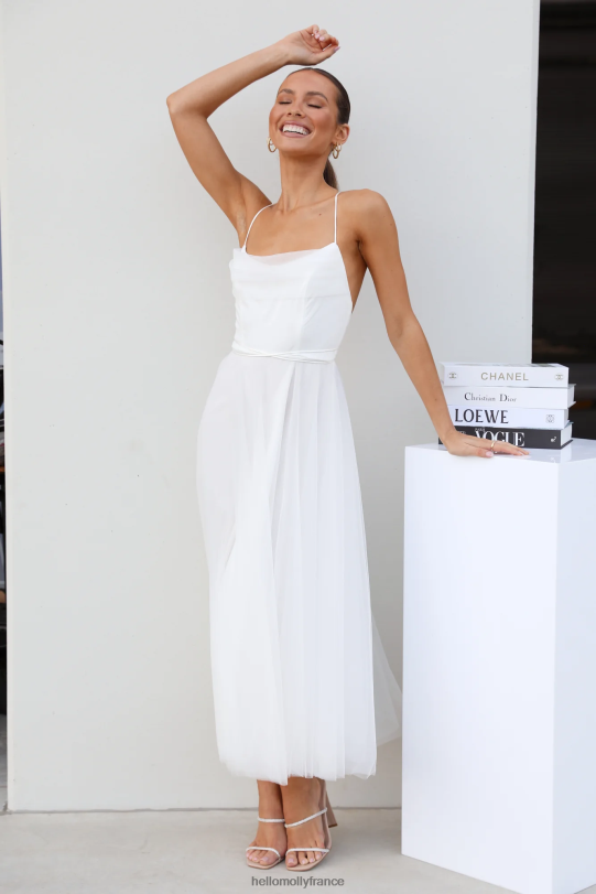 Hello Molly robe midi en tulle signal my way blanc vêtements 40222H6995