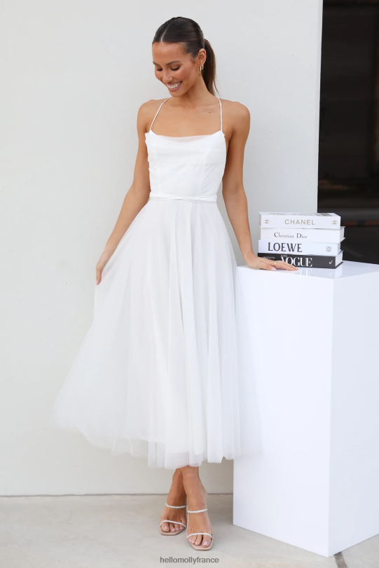 Hello Molly robe midi en tulle signal my way blanc vêtements 40222H6995