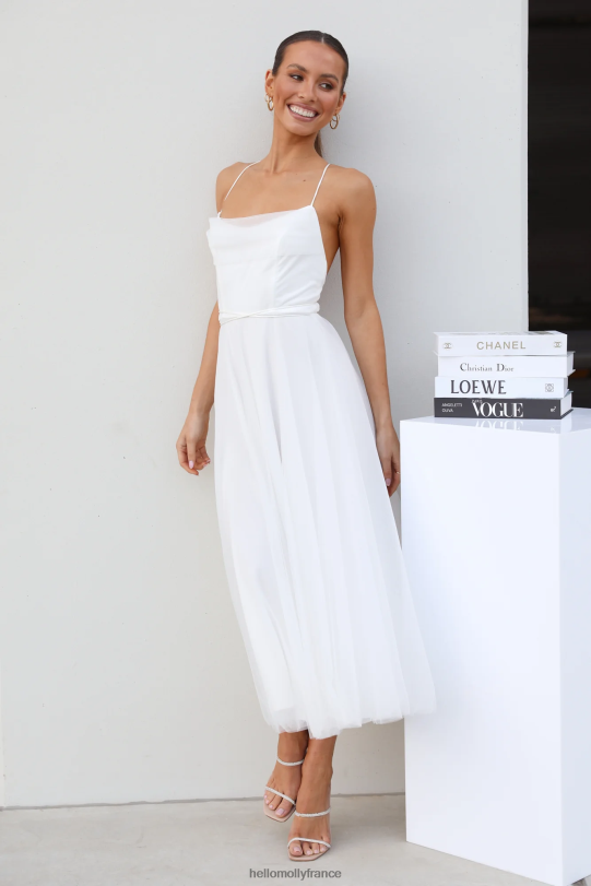 Hello Molly robe midi en tulle signal my way blanc vêtements 40222H6995