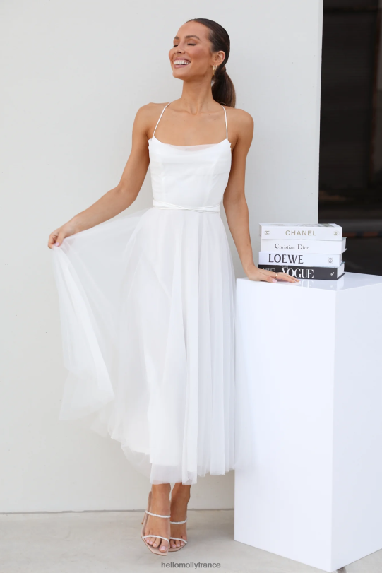 Hello Molly robe midi en tulle signal my way blanc vêtements 40222H6995