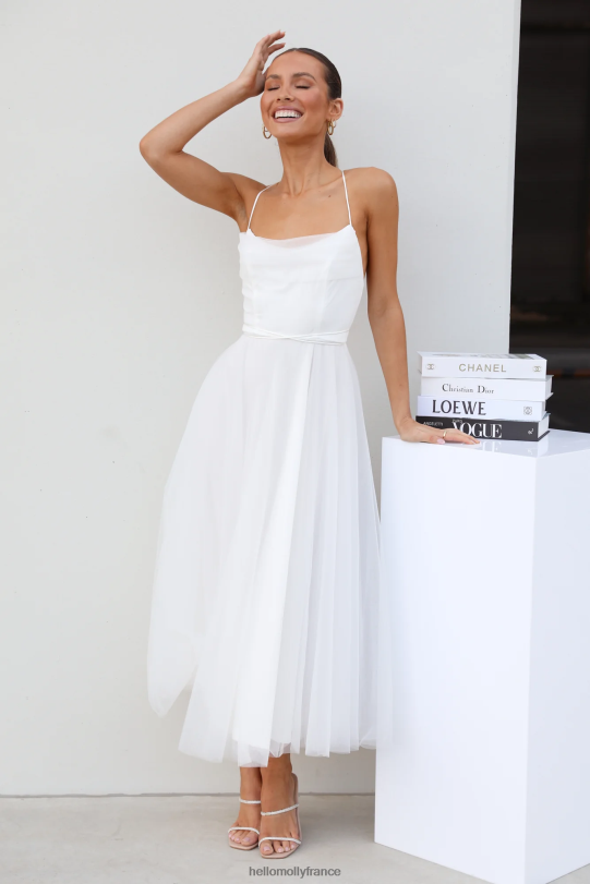Hello Molly robe midi en tulle signal my way blanc vêtements 40222H6995