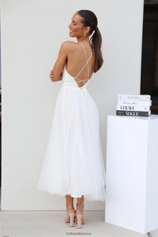 Hello Molly robe midi en tulle signal my way blanc vêtements 40222H6995