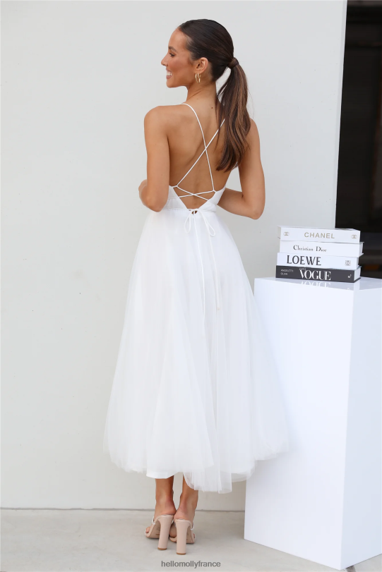 Hello Molly robe midi en tulle signal my way blanc vêtements 40222H6995