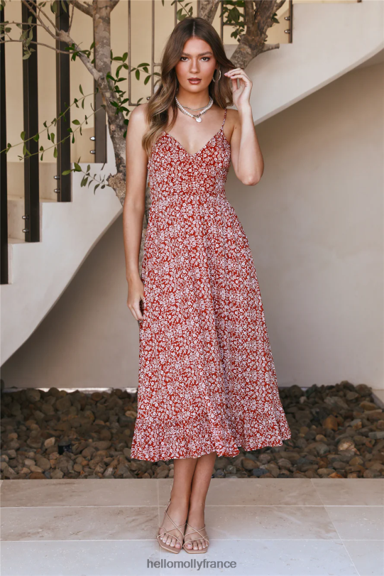 Hello Molly asseoir robe longue rouille vêtements 40222H6435