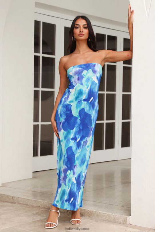 Hello Molly continue d'avancer robe longue bleue vêtements 40222H5716