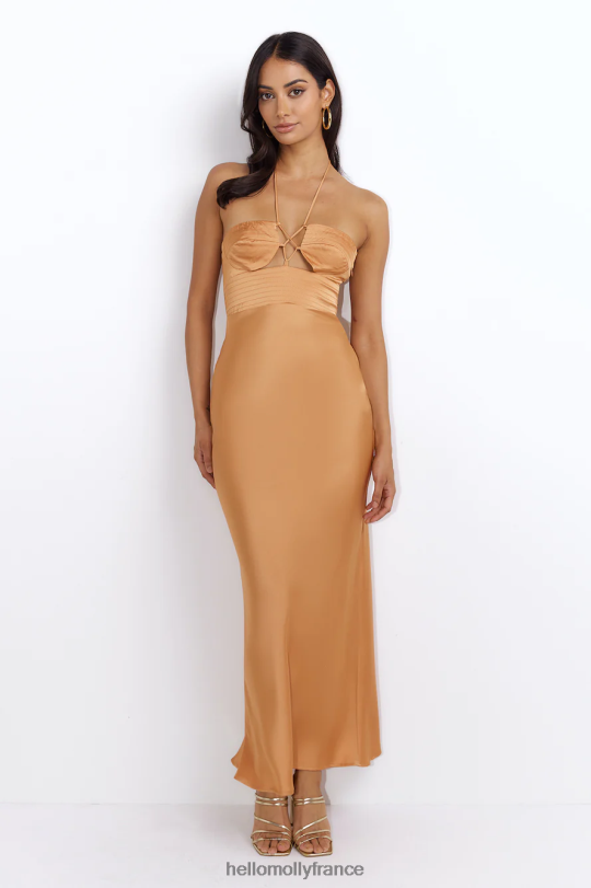 Hello Molly fait pour attirer la robe longue caramel vêtements 40222H5563