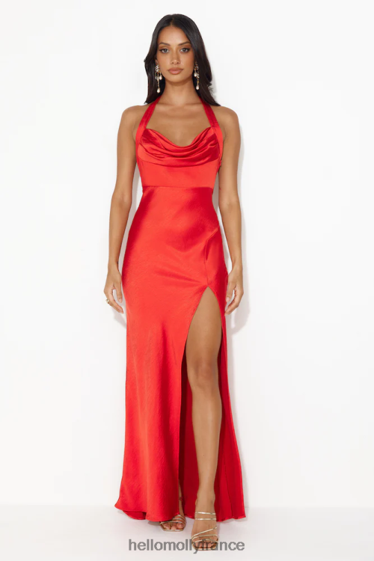 Hello Molly fille à l'honneur robe longue en satin dos nu rouge vêtements 40222H5501