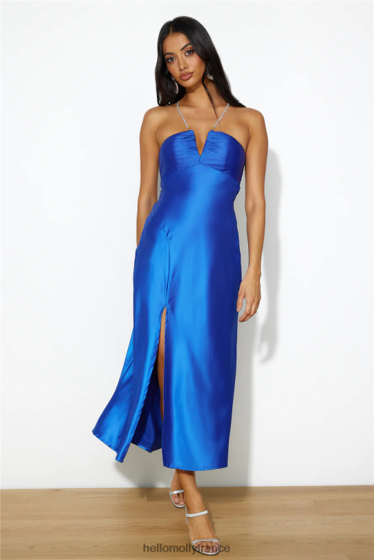 Hello Molly jolie robe longue bleue vêtements 40222H6346
