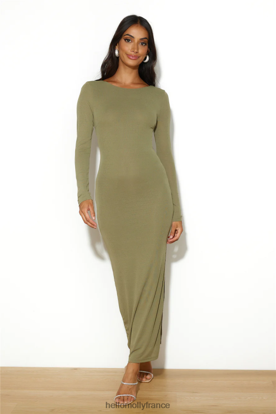Hello Molly la plus élégante de toutes, robe longue olive vêtements 40222H6186