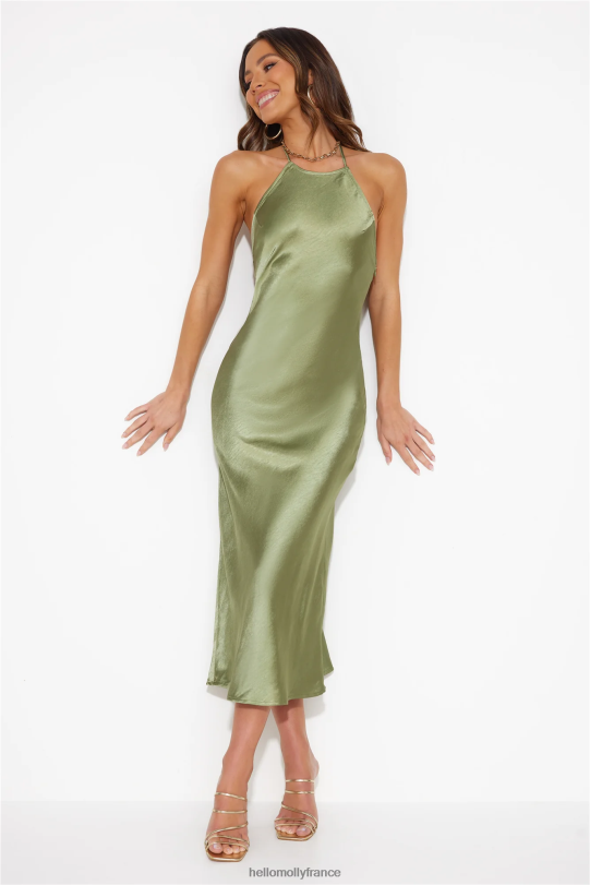 Hello Molly mood for luxe robe longue en satin vert vêtements 40222H5466