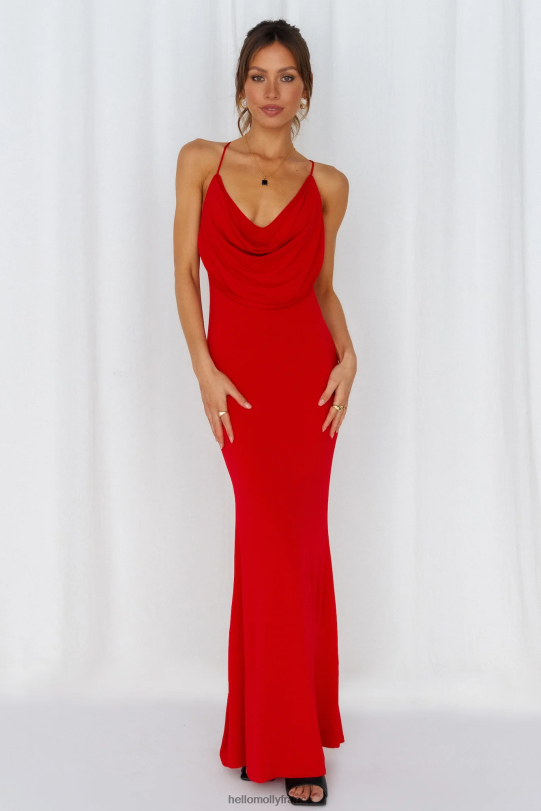 Hello Molly mots d'avertissement robe longue rouge vêtements 40222H6859