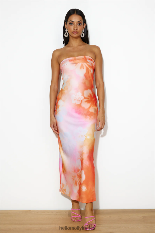 Hello Molly robe longue Highway to Heaven orange vêtements 40222H6342