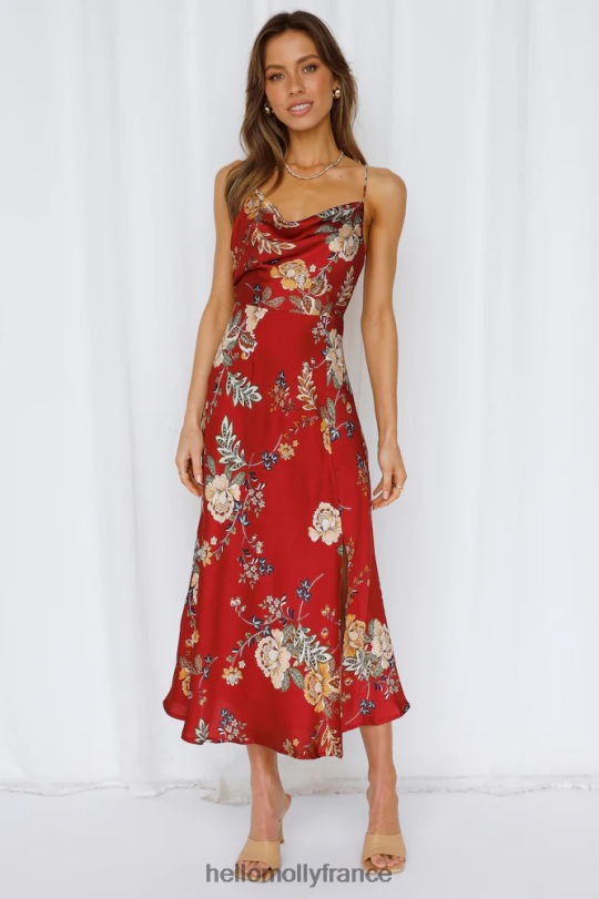 Hello Molly robe longue atlas vin vêtements 40222H6849