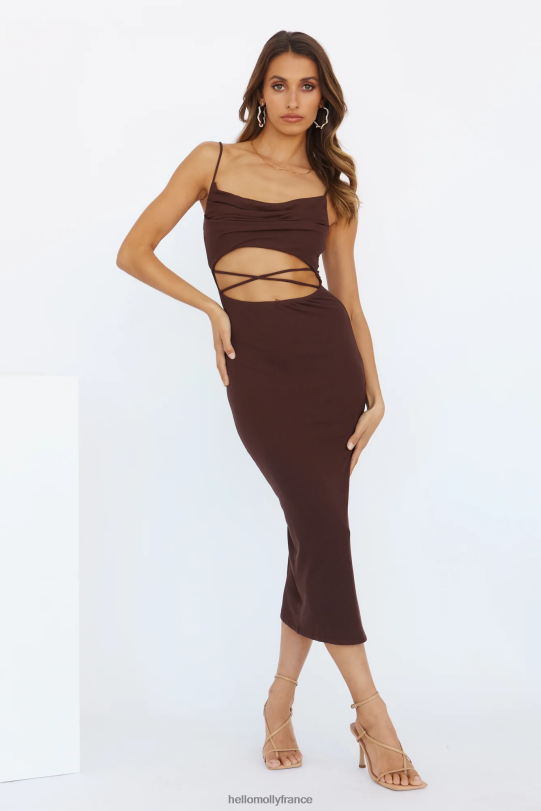Hello Molly robe longue café de minuit chocolat vêtements 40222H6850
