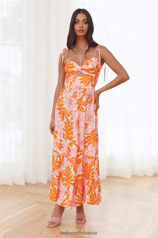 Hello Molly robe longue d'activité d'été orange vêtements 40222H6012